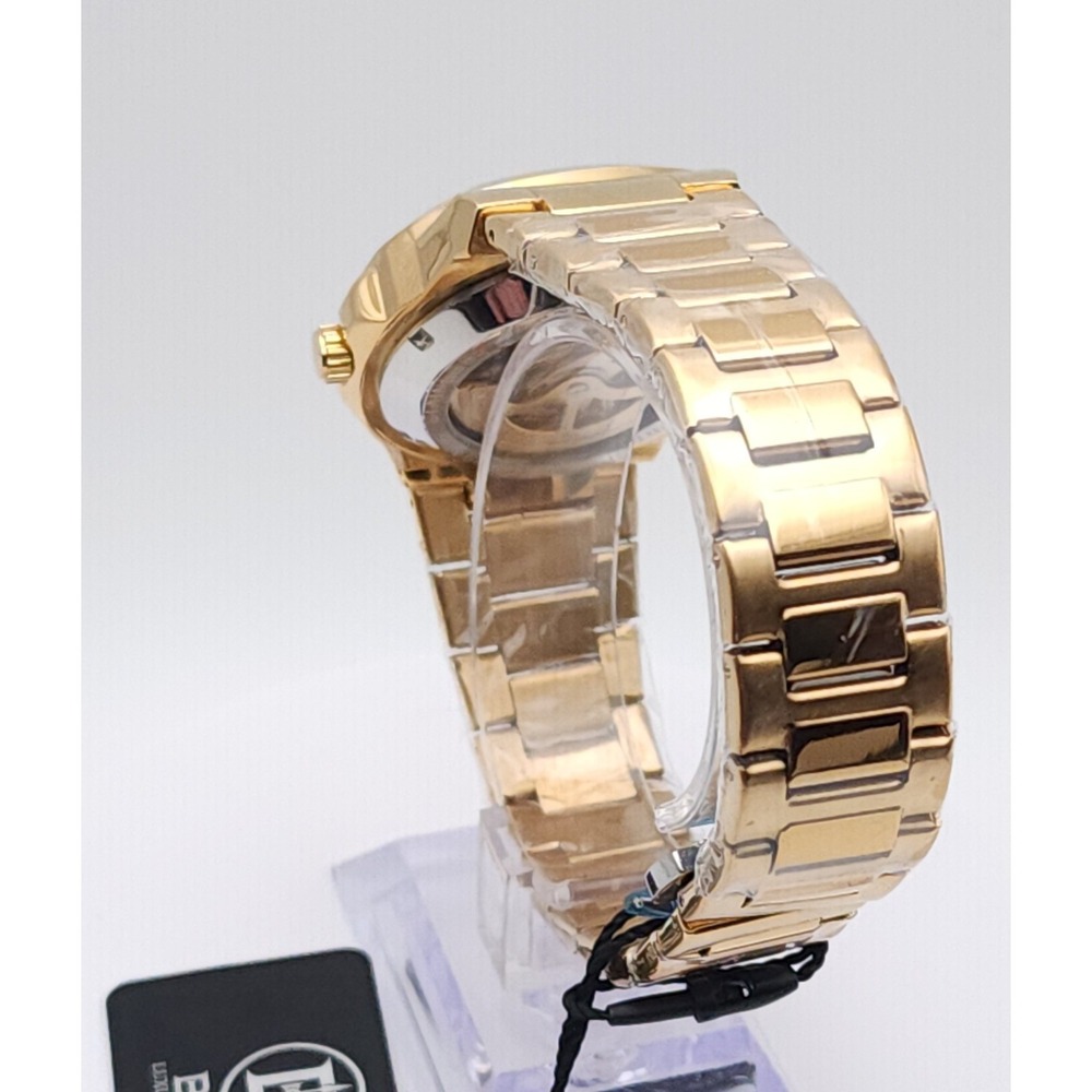 BIBI Automatic Skeleton Watch Men's Gold Tone Blue Dial 42mm Box New Luxury - Picture 8 of 17